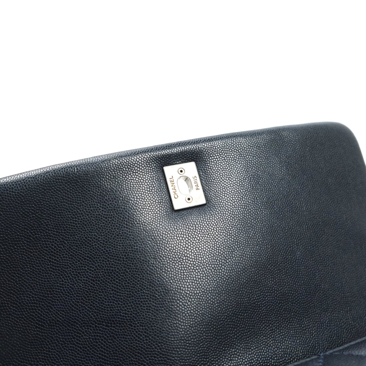 Chanel Small Coco Handle Quilted Navy Caviar Lizard Handle Ruthenium Hardware