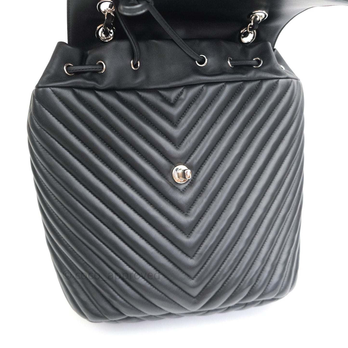 Chanel Calfskin Chevron Small Urban Spirit Backpack Black Silver Hardware