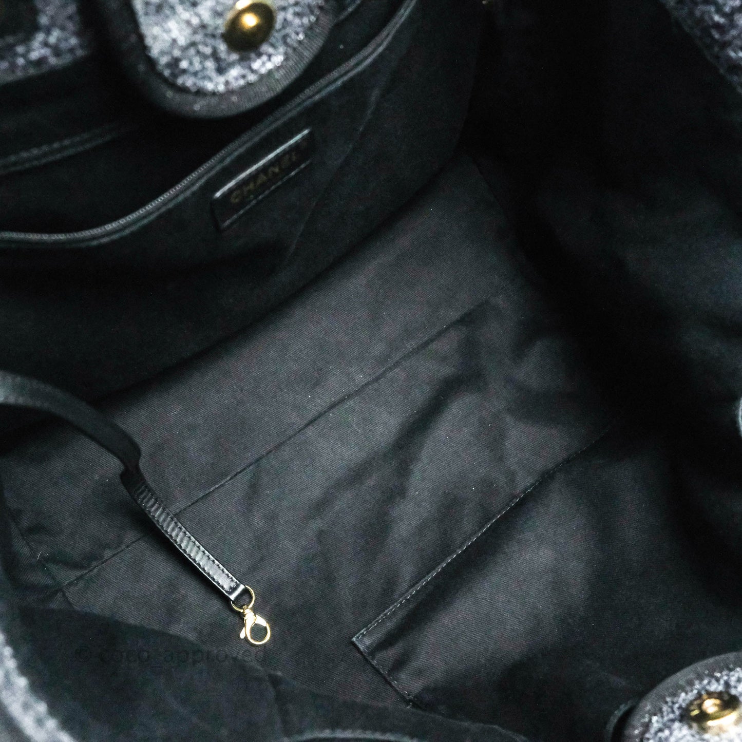 Chanel Large Deauville Charcoal Grey Canvas
