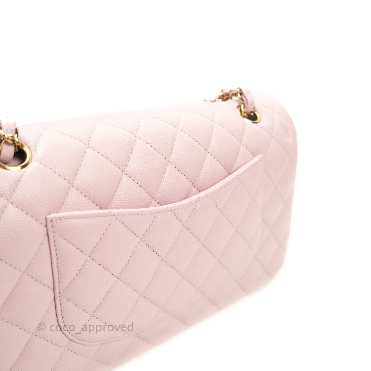 Chanel M/L Medium Double Flap Bag Lilac Rose Clair Caviar Gold Hardware