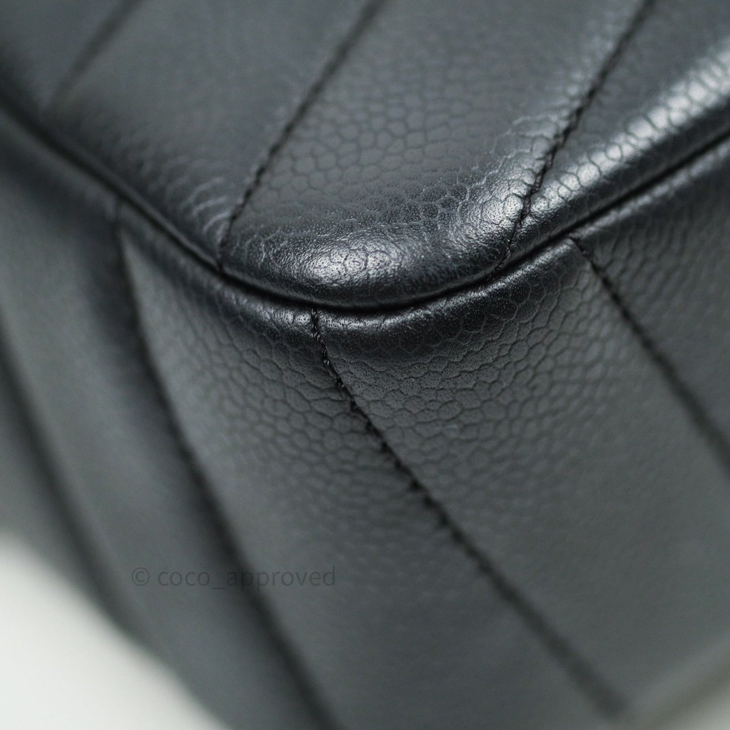 Chanel Medium Chevron Grained Calfskin Black Silver Hardware
