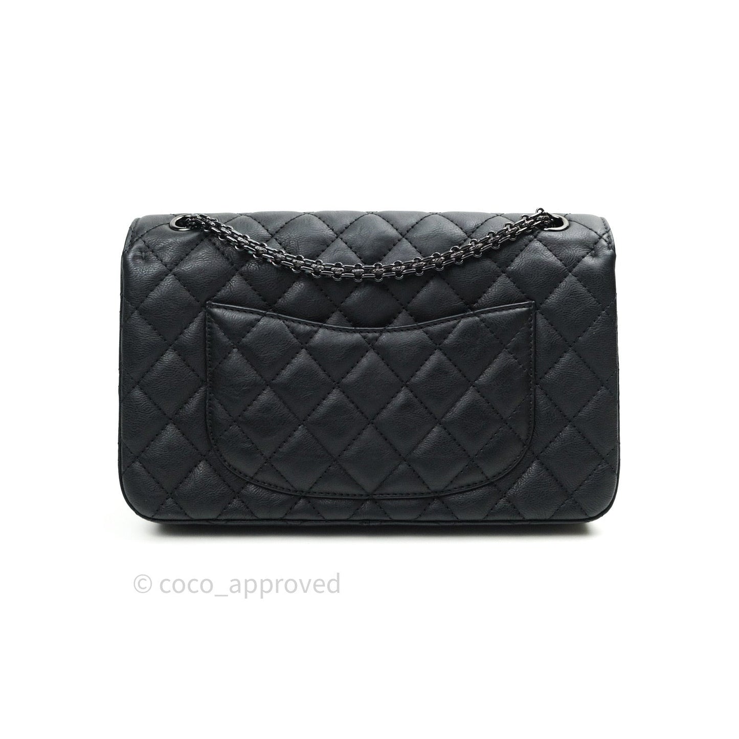 Chanel 2.55 Quilted Reissue 226 Double Flap So Black Crumpled Calfskin