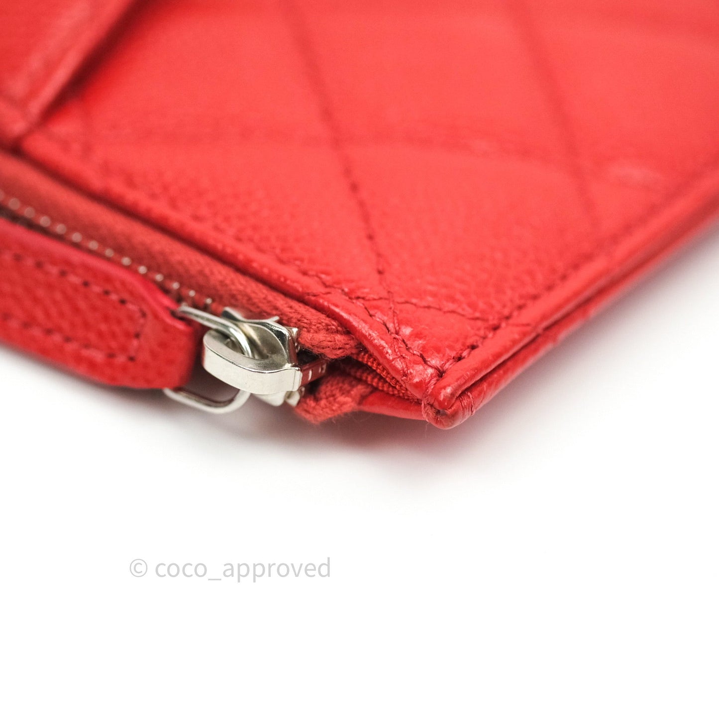 Chanel Red Caviar Phone Holder Long Zip Wallet