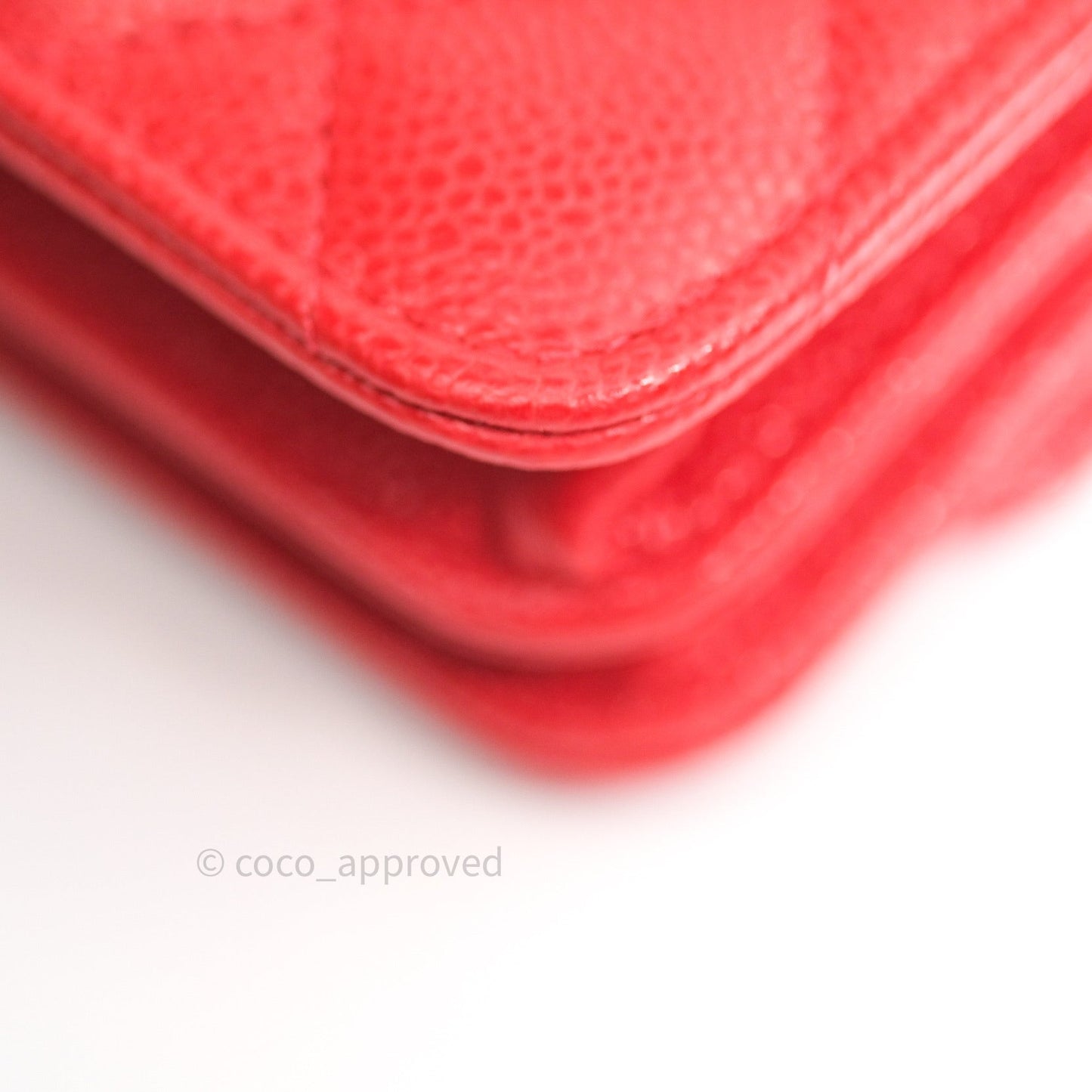 Chanel Quilted Mini Wallet on Chain WOC Brick Red Caviar Silver Hardware