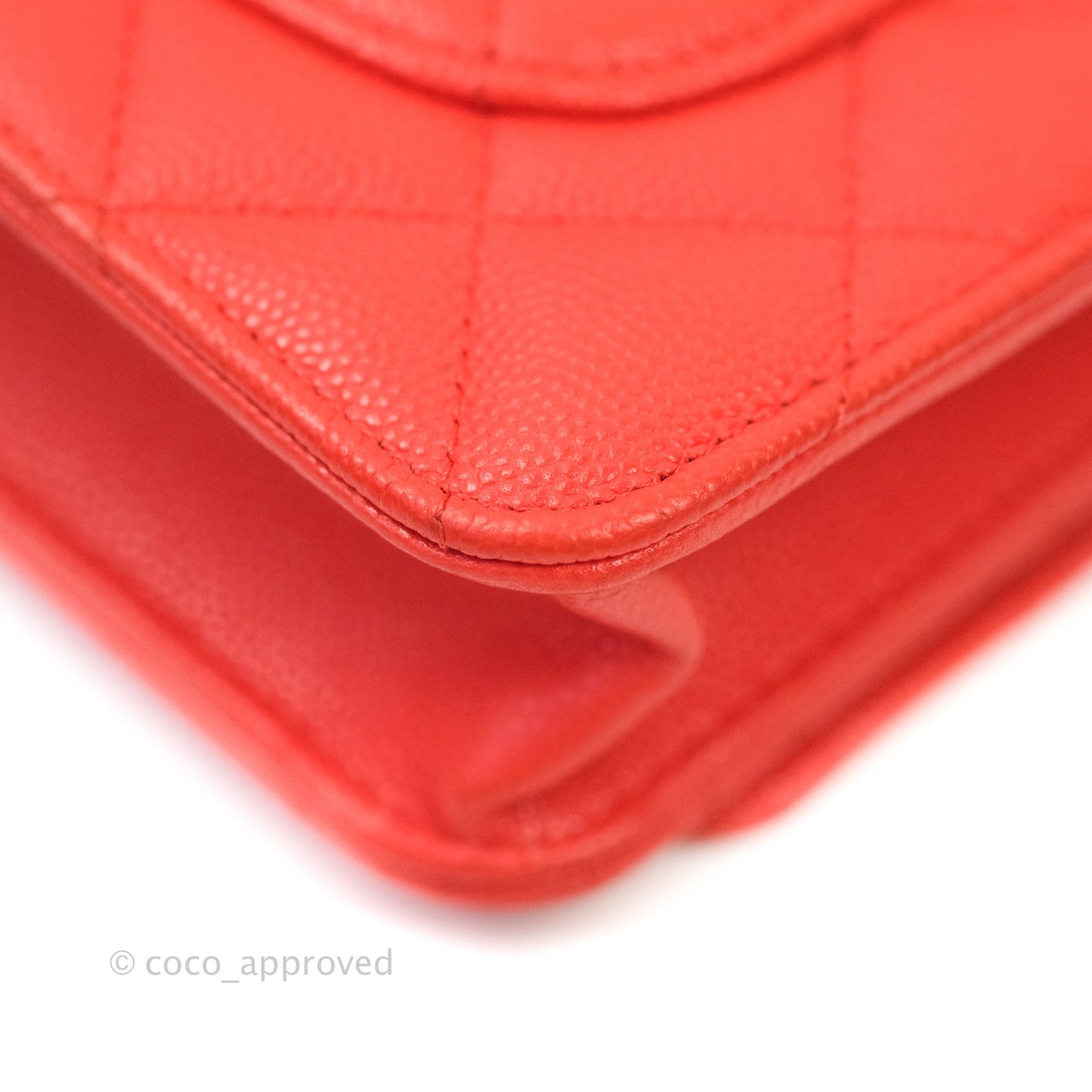 Chanel Quilted Wallet on Chain WOC Red Caviar Gold Hardware