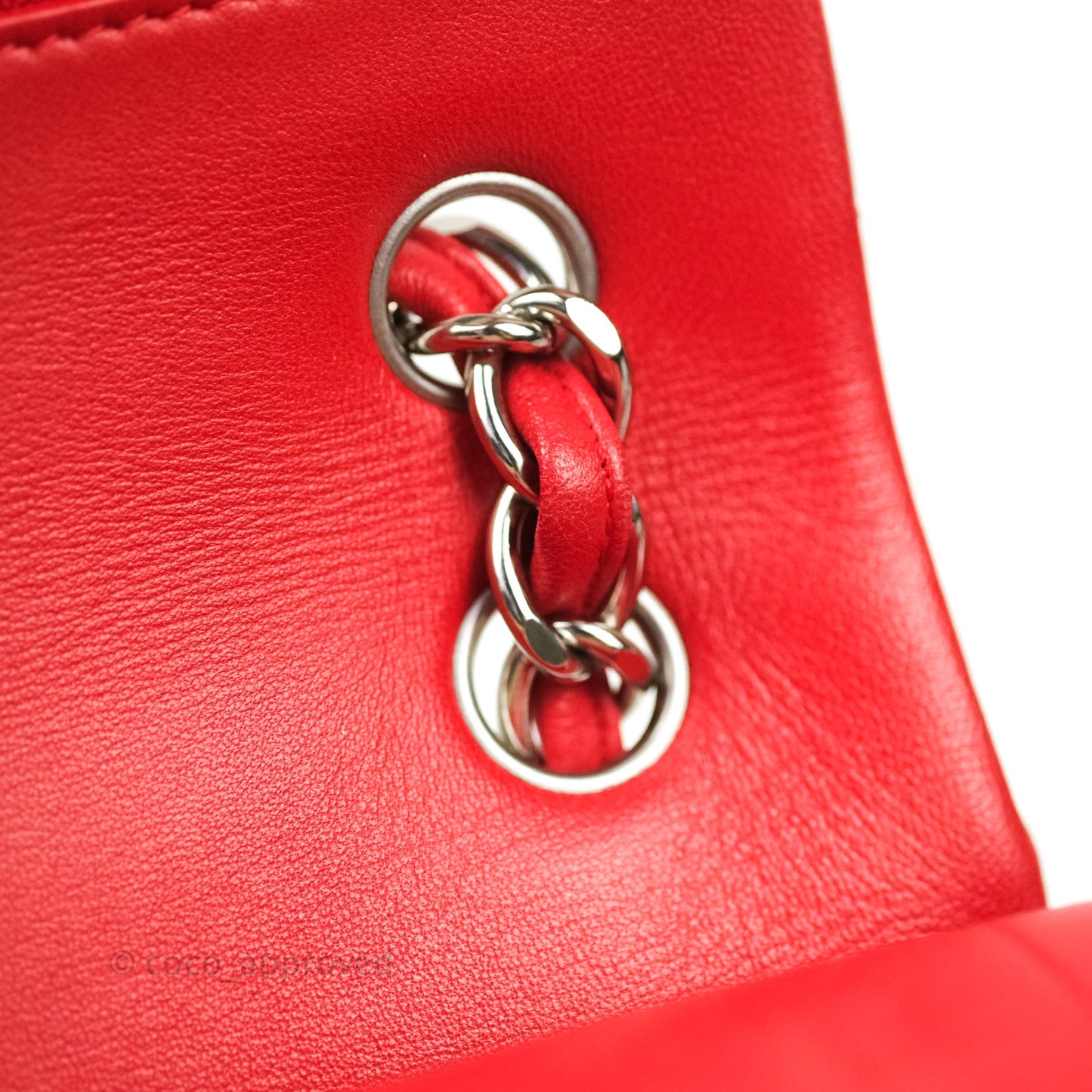 Chanel Jumbo Double Flap Red Lambskin Silver Hardware⁣⁣