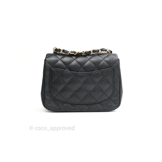Chanel Mini Square Dark Gray Caviar Gold Hardware