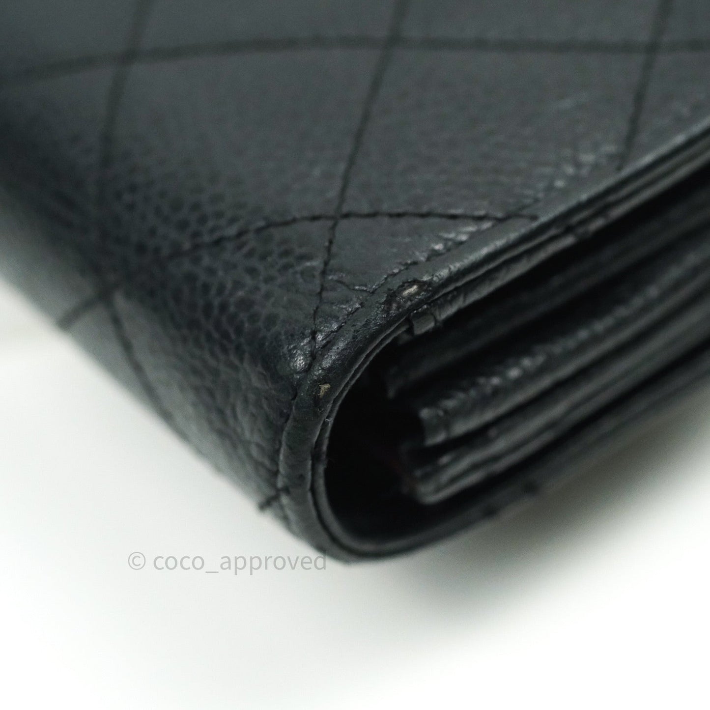 Chanel Long Wallet Black Caviar Gold Hardware
