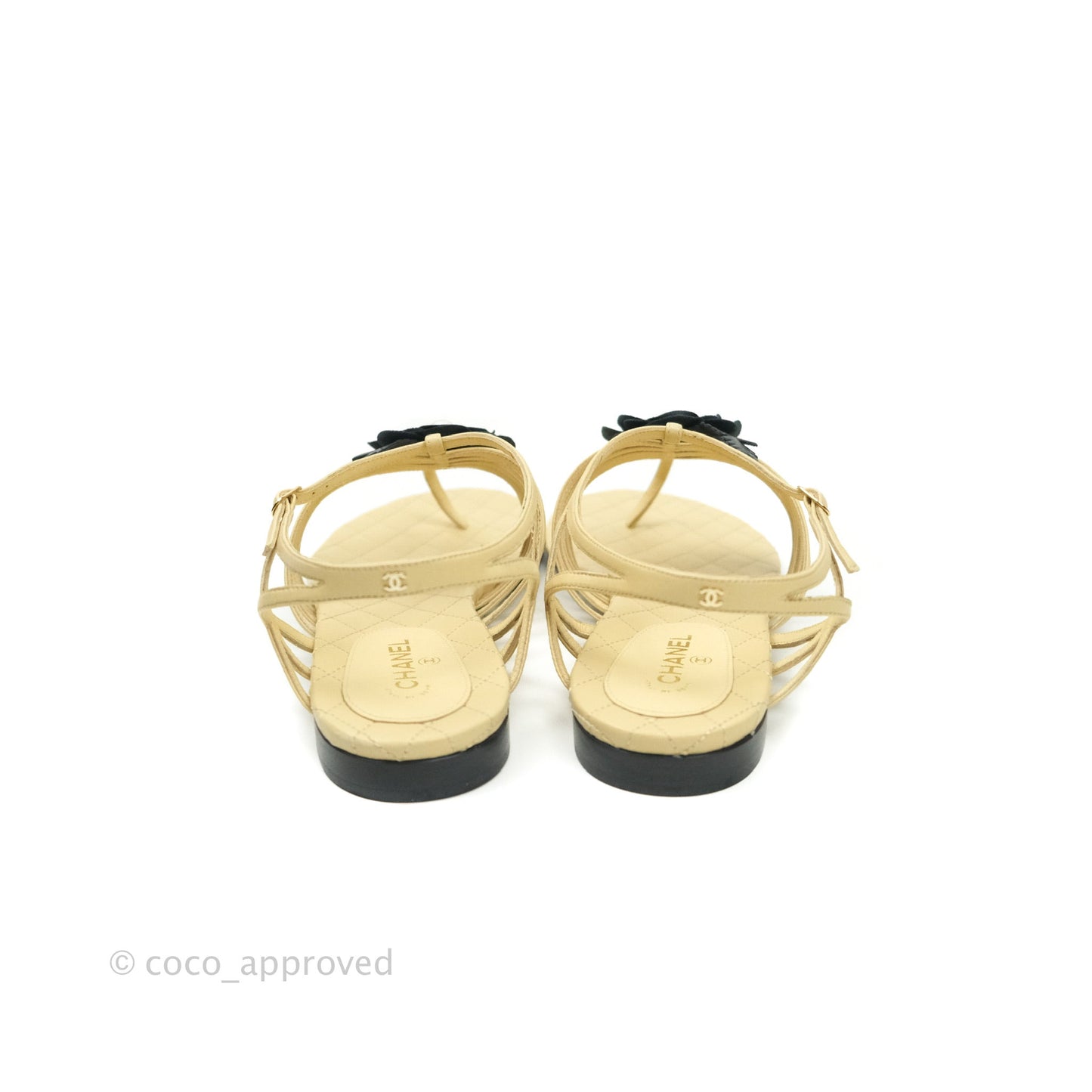 Chanel Sandal Beige Camellia 39 1/2