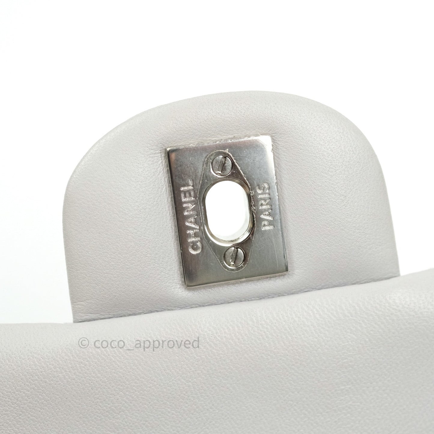 Chanel Mini Square Grey Lambskin Silver Hardware 19B