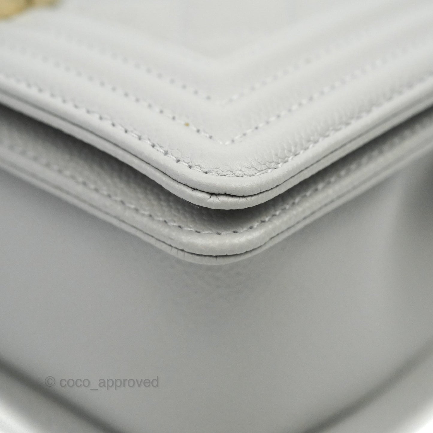 Chanel Small Boy Grey Caviar Gold Hardware