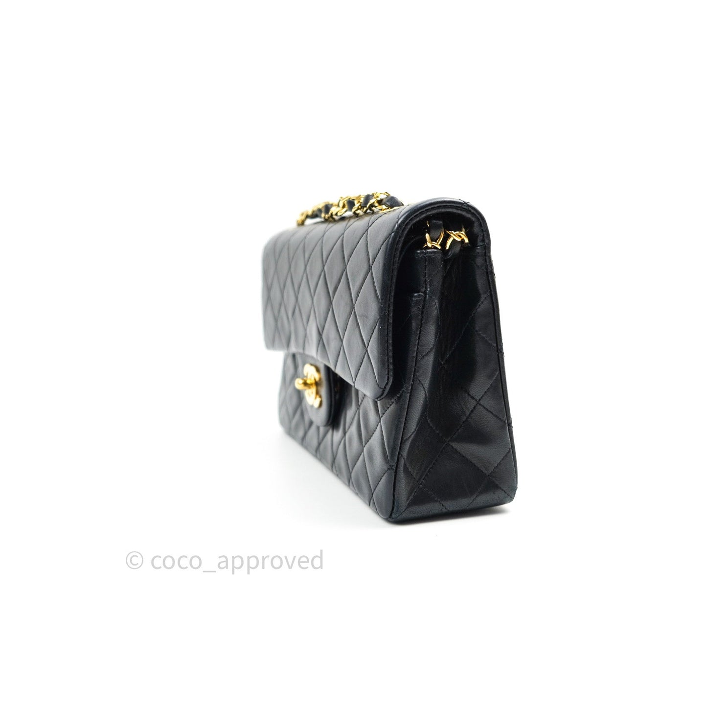 Chanel Vintage Classic Double Flap S/M Small Black Lambskin 24K Gold Hardware