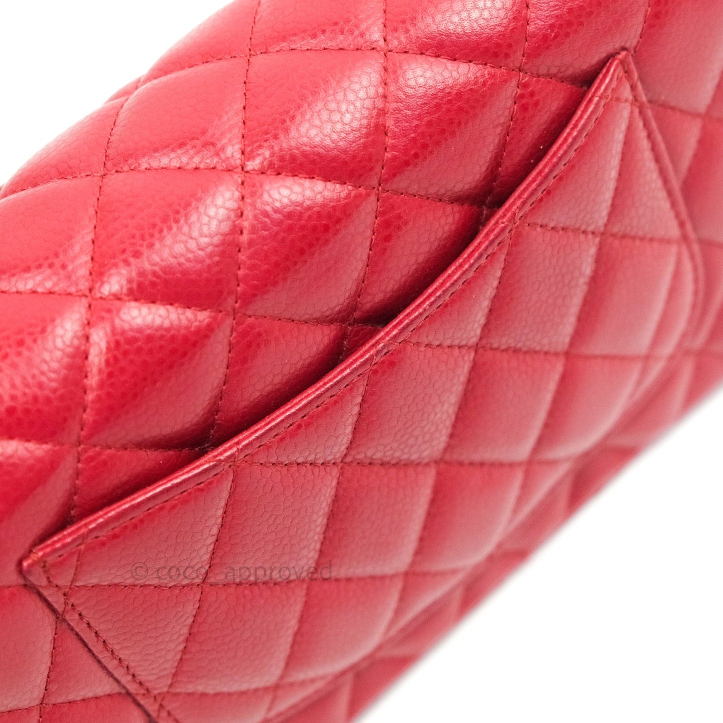 Chanel Quilted Mini Rectangular Red Caviar Silver Hardware