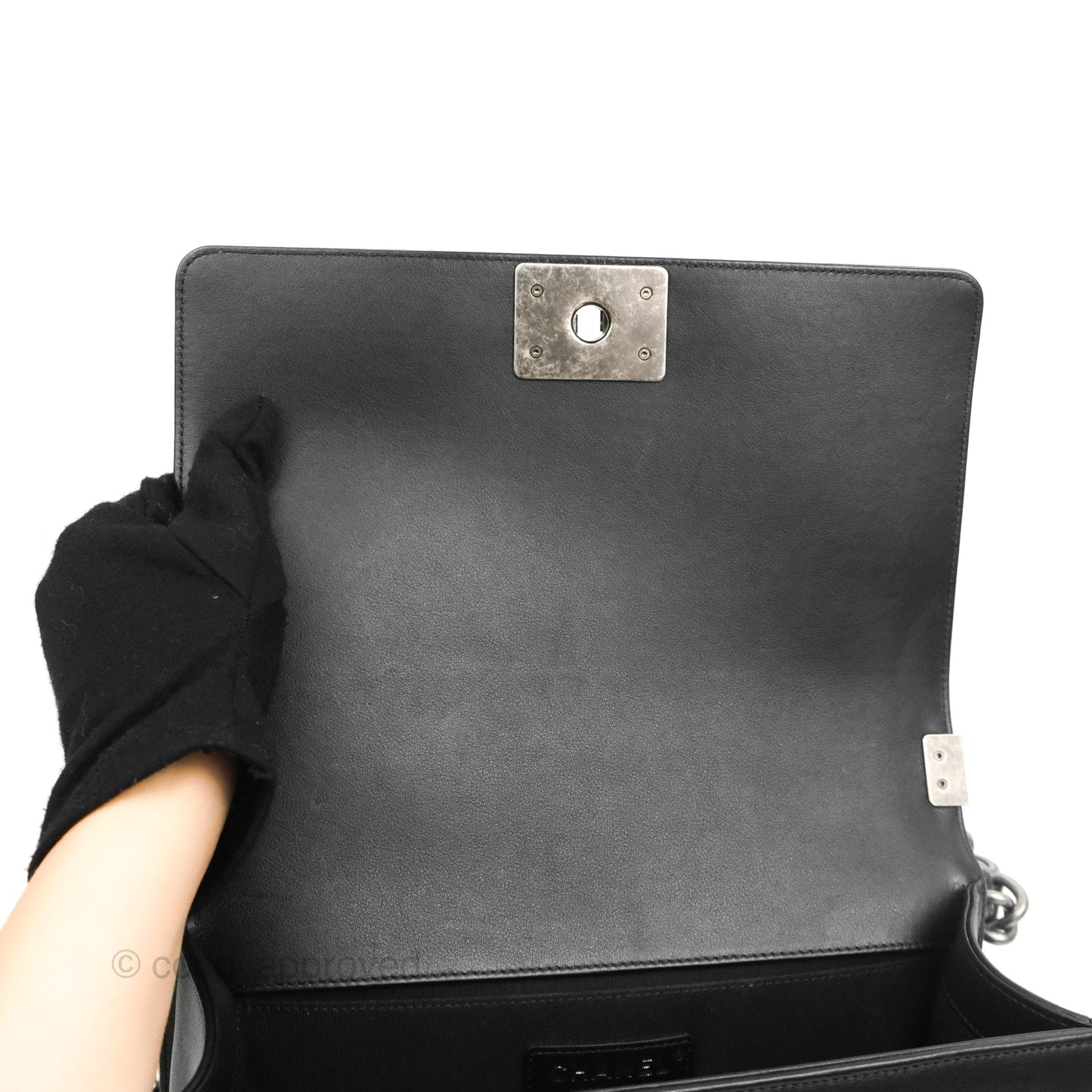 Chanel Quilted Medium Boy Black Calfskin Ruthenium Hardware