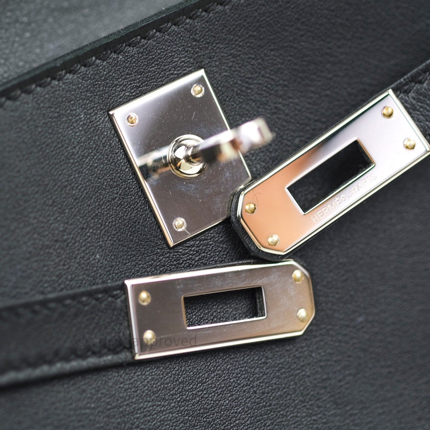 Hermès Kelly Pochette Clutch Black Swift Palladium Hardware