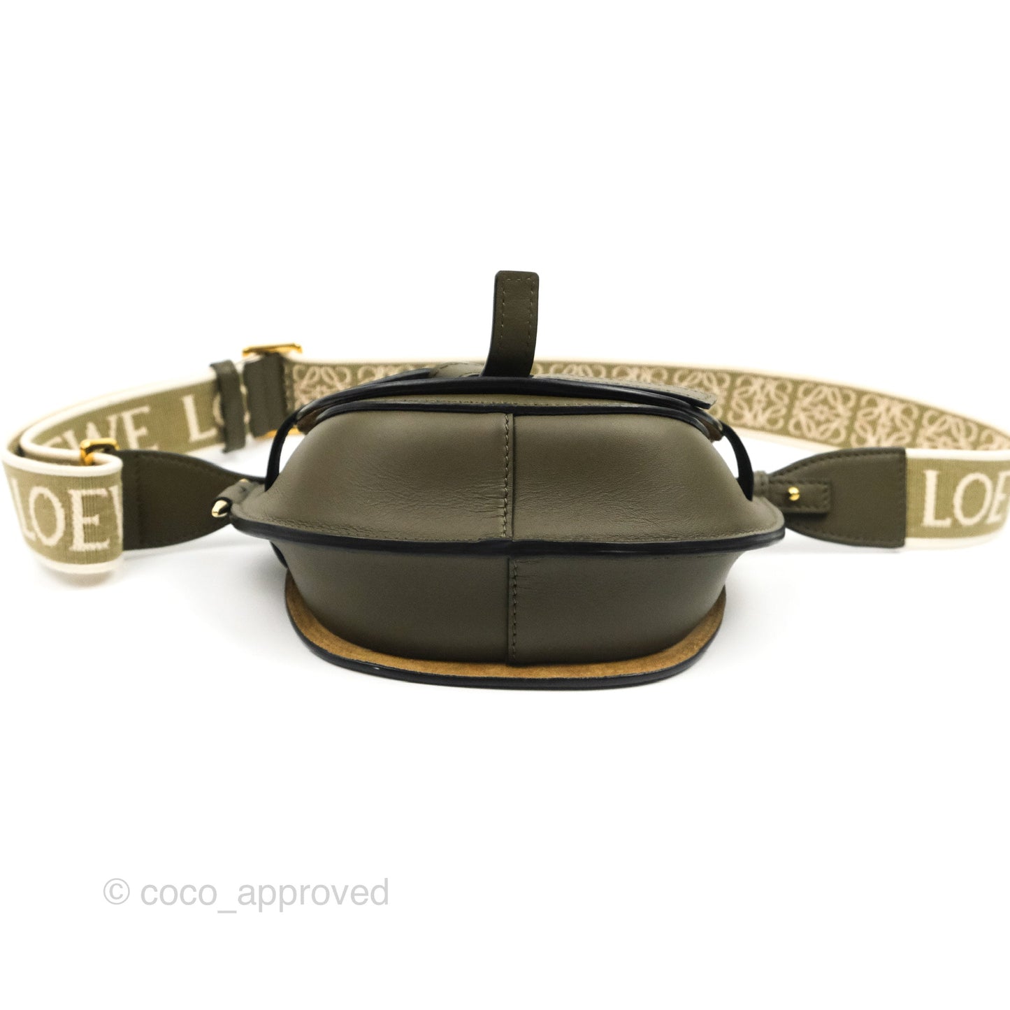 Loewe Mini Gate Bag in Soft Calfskin & Jacquard Strap Autumn Green