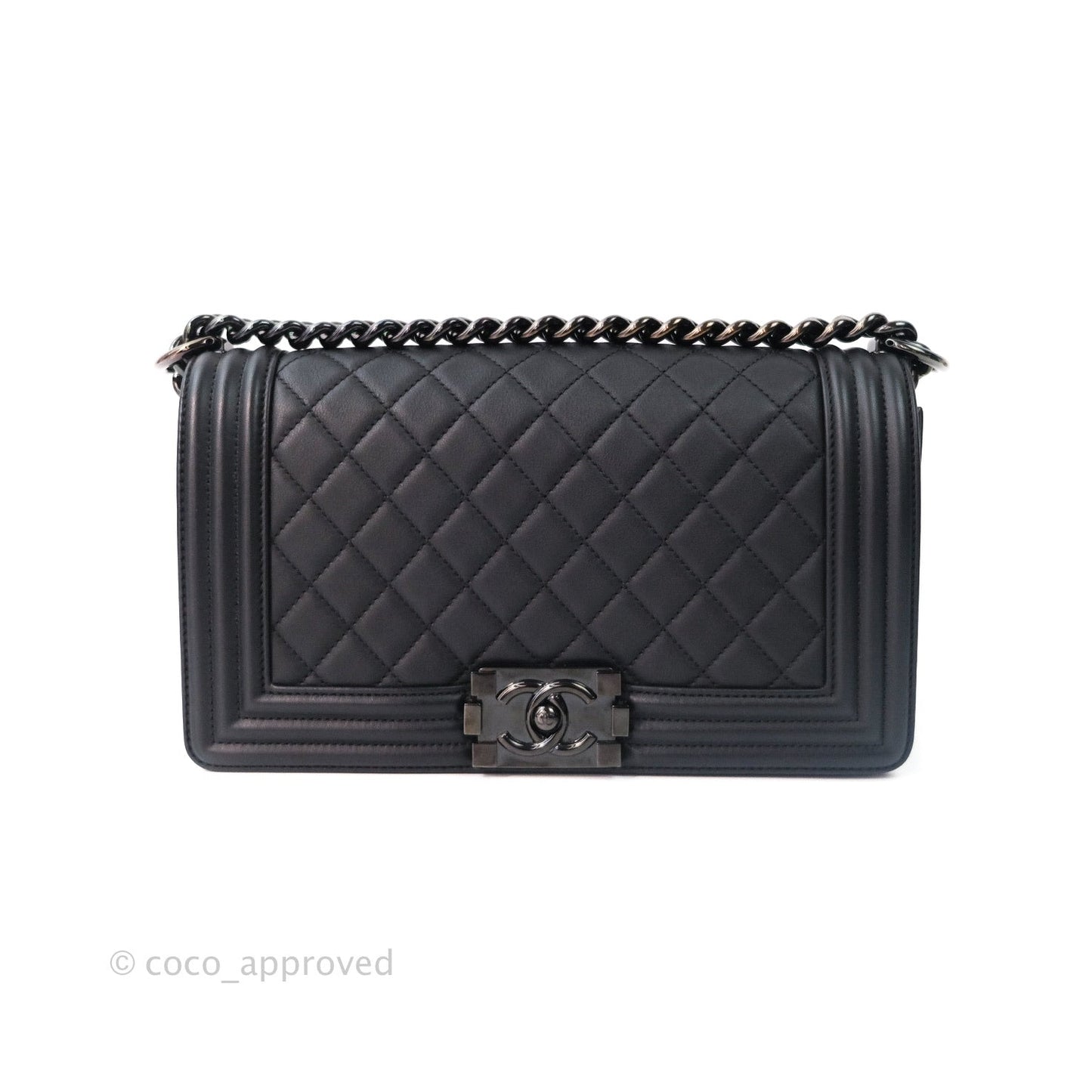 Chanel Quilted Medium Calfskin Boy Flap So Black Hardware