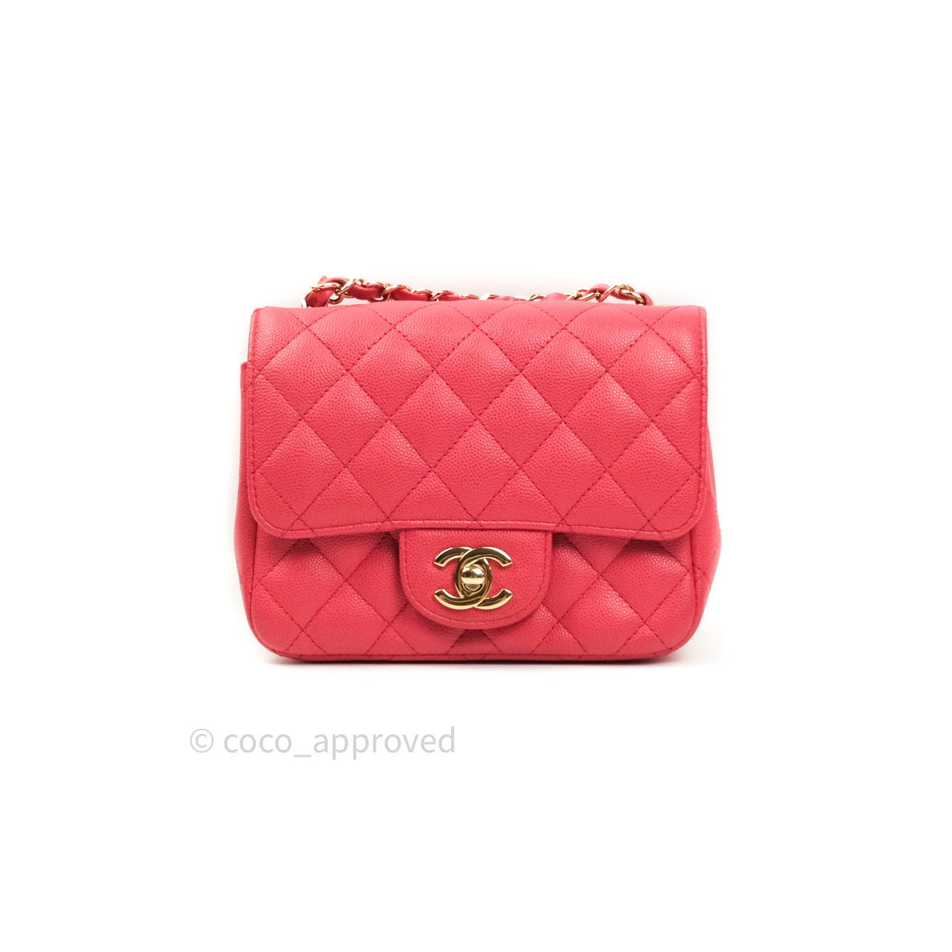Chanel Mini Square Pink Caviar Gold Hardware 17C