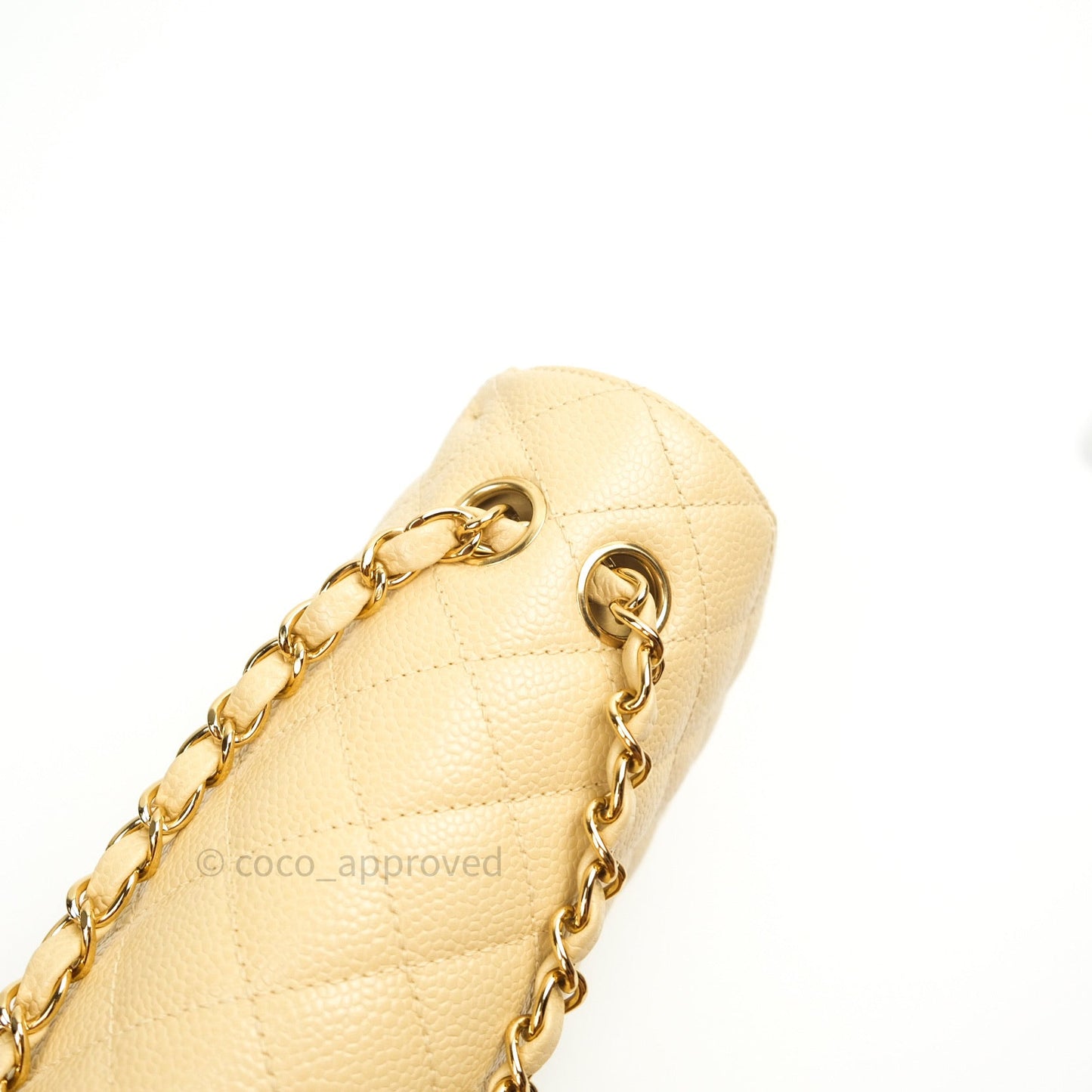 Chanel Vintage Classic Double Flap M/L Beige Caviar 24K Gold Hardware
