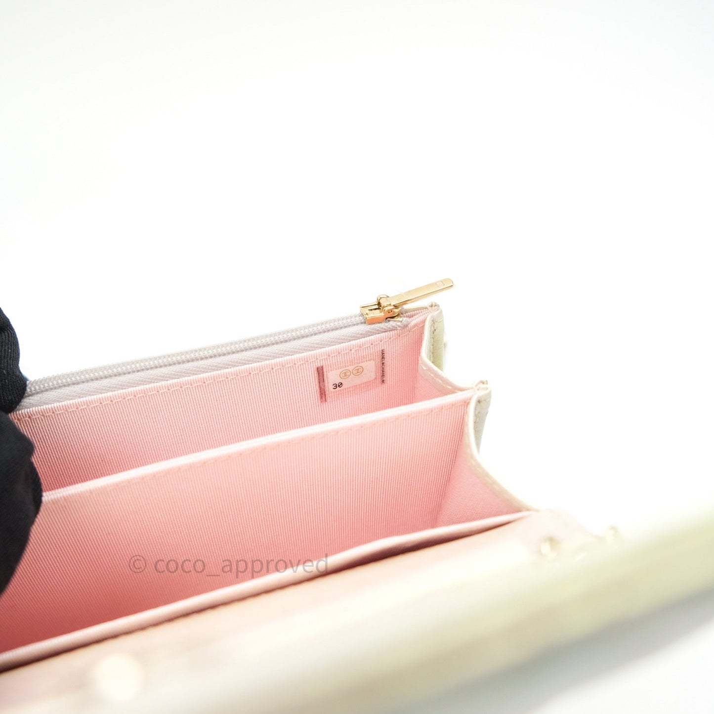 Chanel Quilted Mini Wallet on Chain WOC Iridescent Ivory Gold Hardware 20A