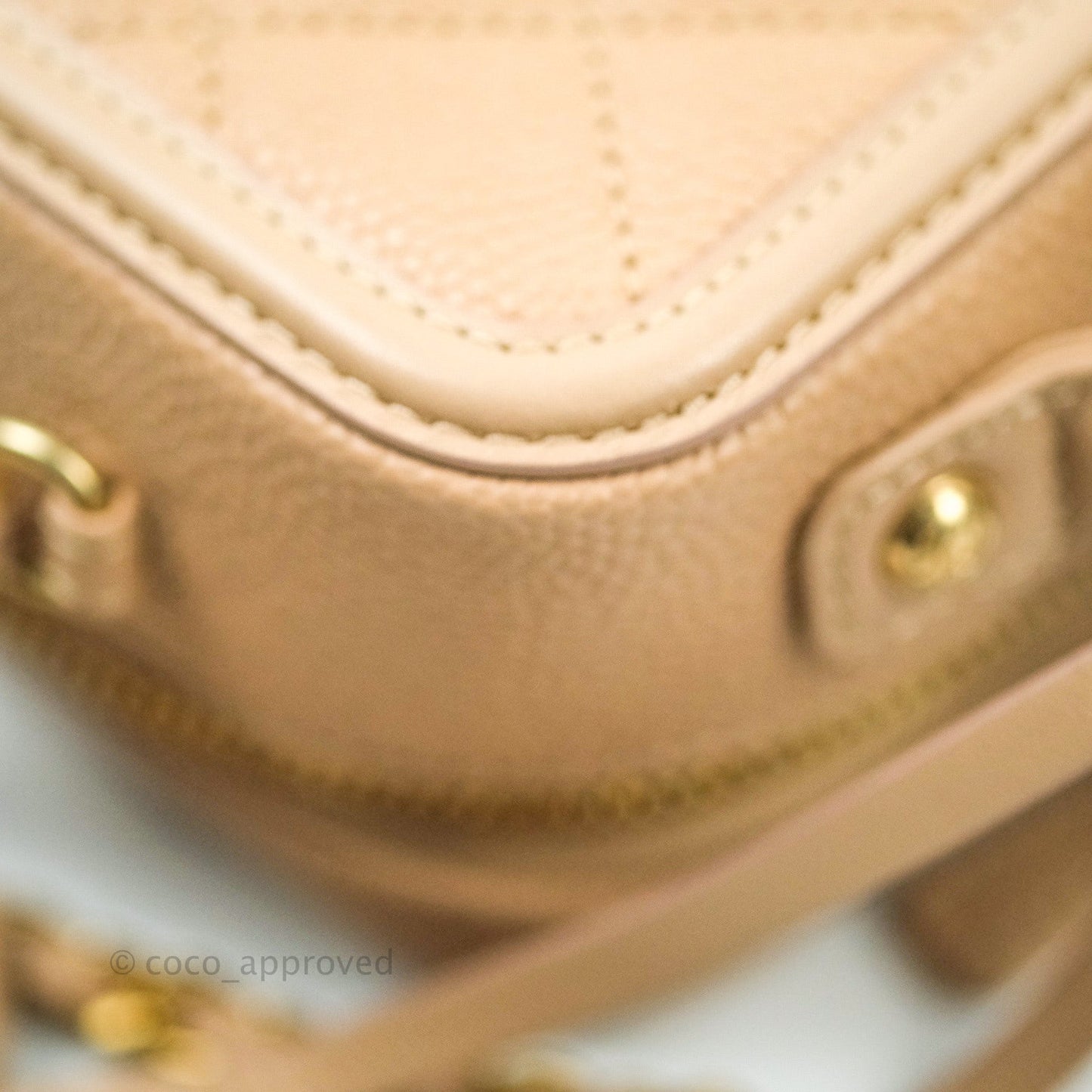 Chanel Quilted Small CC Filigree Vanity Case Beige Beige Caviar