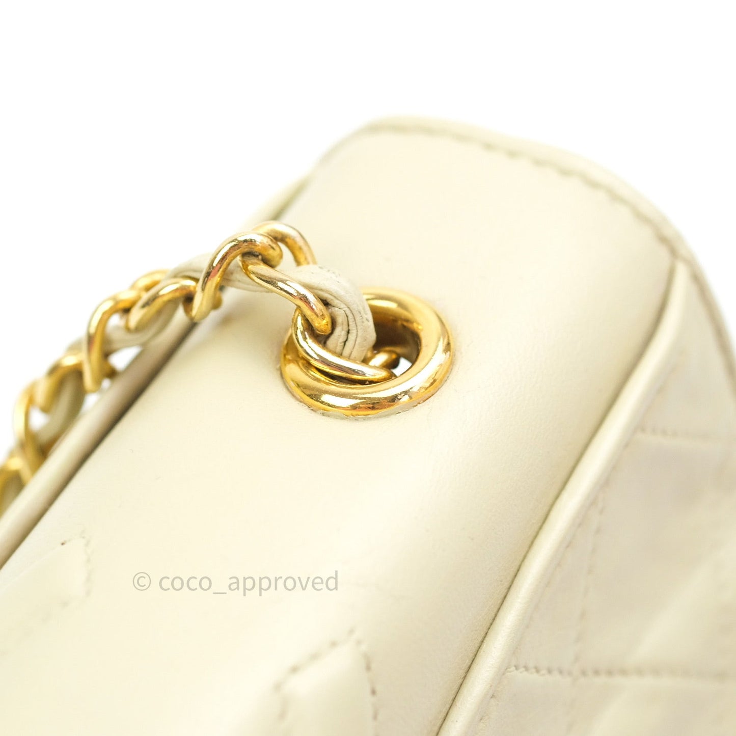 Chanel Vintage Flap Small in Cream Lambskin 24K Gold Hardware