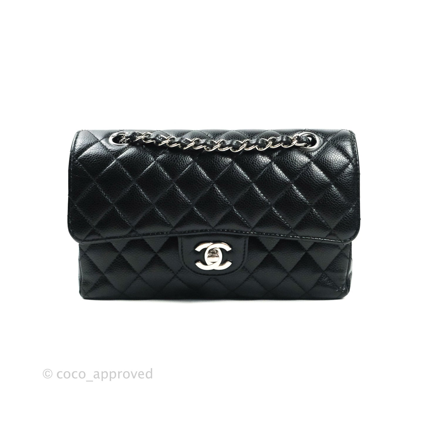 Chanel Classic Small S/M Flap Black Caviar Silver Hardware