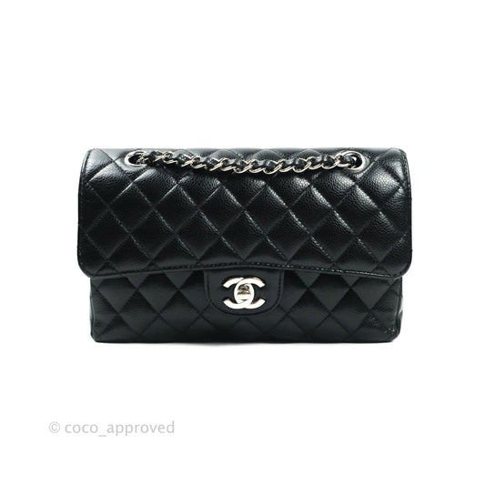 Chanel Classic Small S/M Flap Black Caviar Silver Hardware
