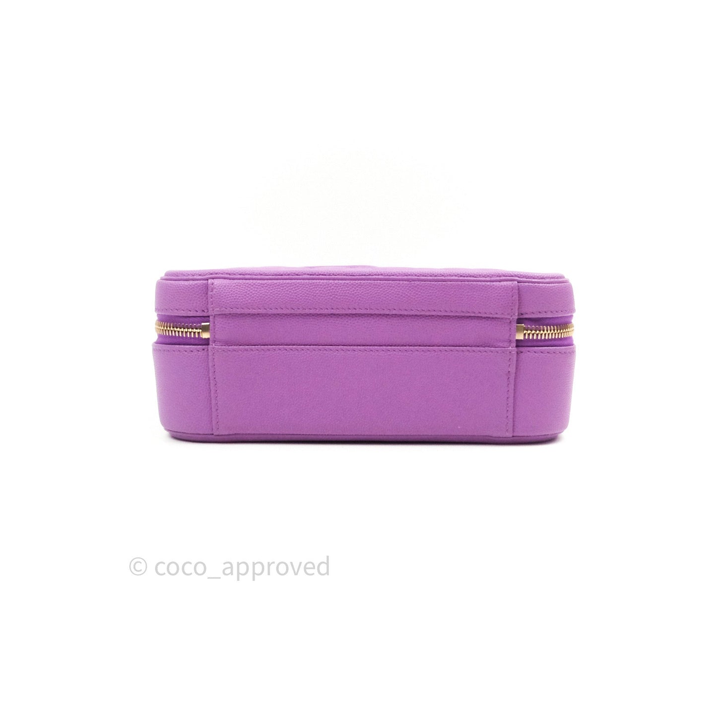 Chanel Quilted Medium CC Filigree Vanity Case Purple Caviar Gold Hardware