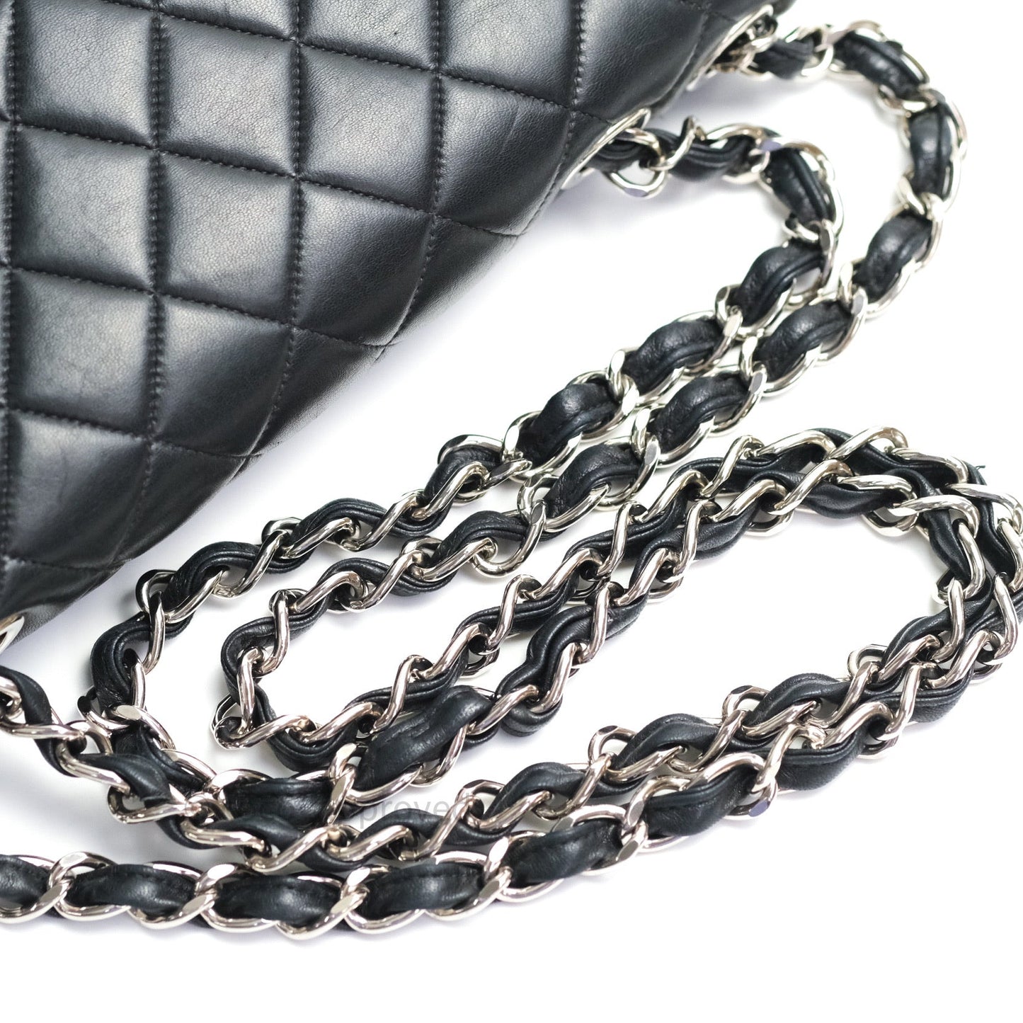 Chanel Classic Vintage Jumbo Single Flap Black Lambskin Silver Hardware