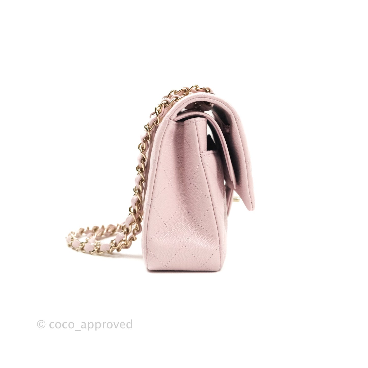 Chanel M/L Medium Double Flap Bag Lilac Rose Clair Caviar Gold Hardware