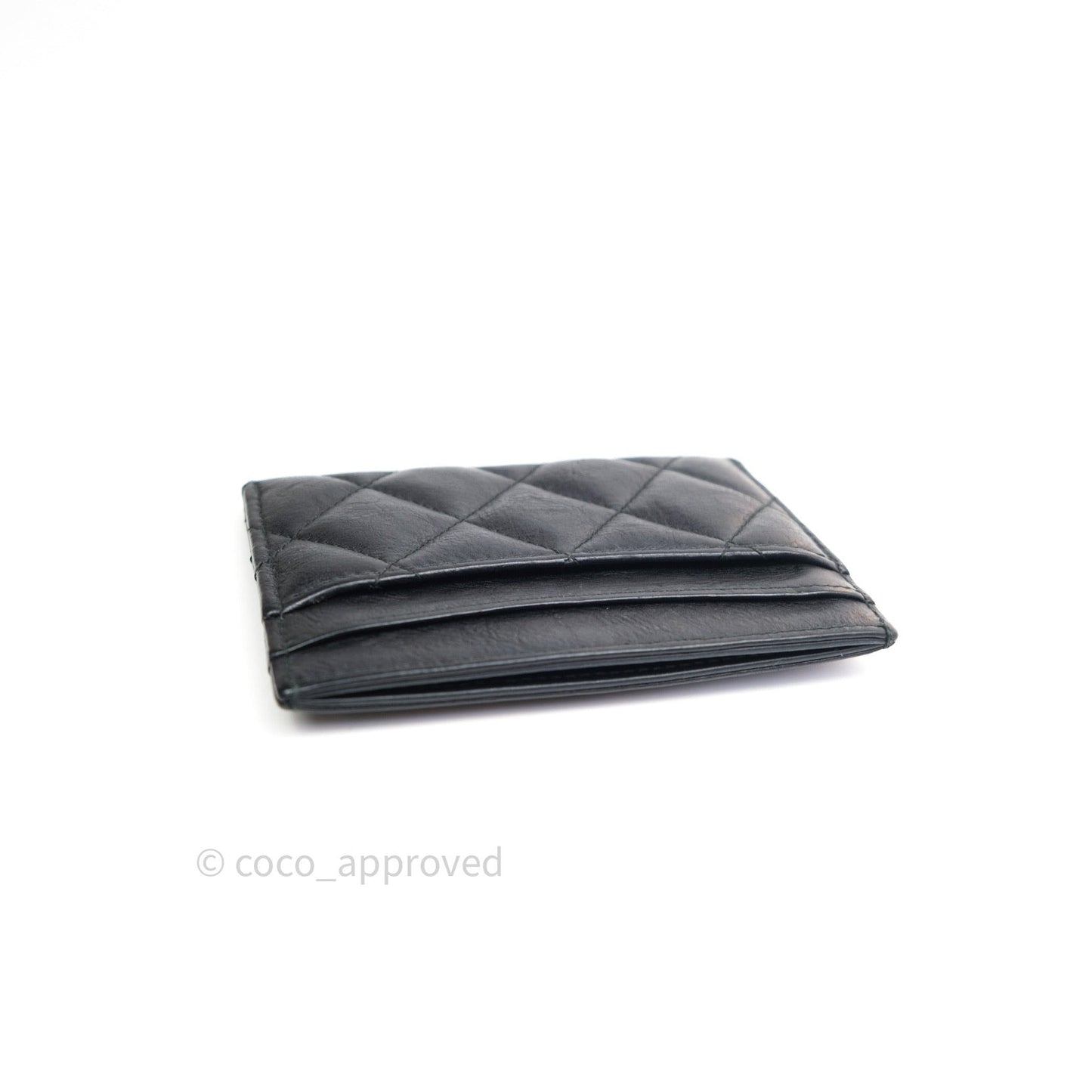 Chanel So Black Quilted Classic Calfskin Flat Card Holder