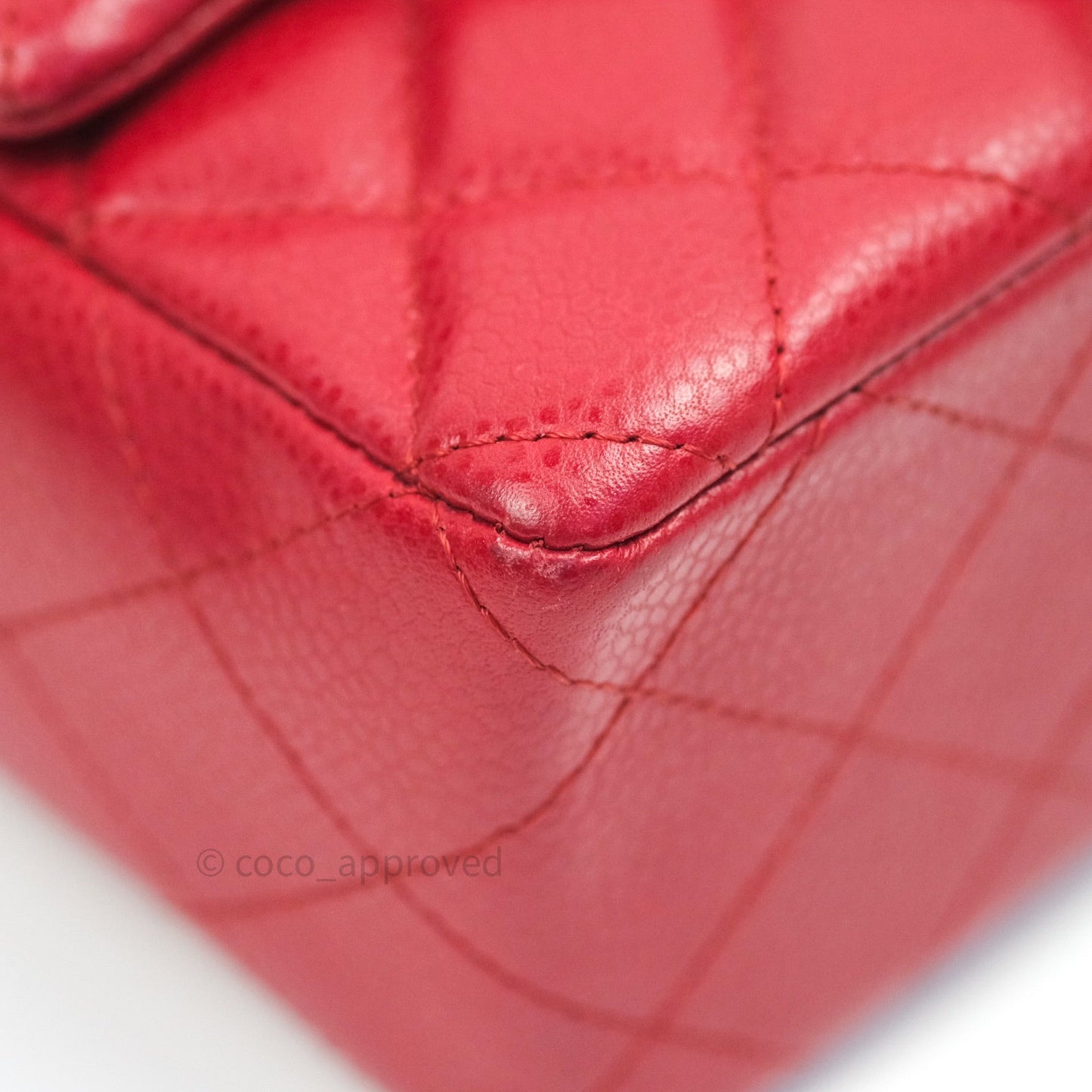 Chanel Quilted Mini Rectangular Red Caviar Silver Hardware