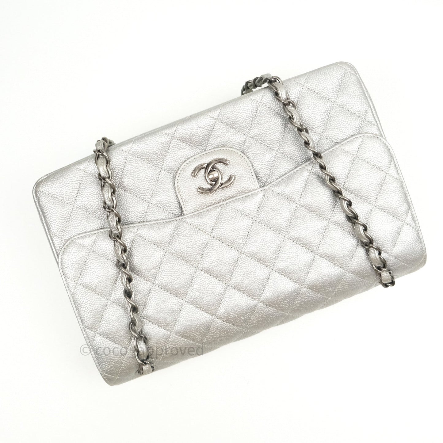 Chanel Jumbo Double Flap Silver Caviar Ruthenium Hardware⁣⁣