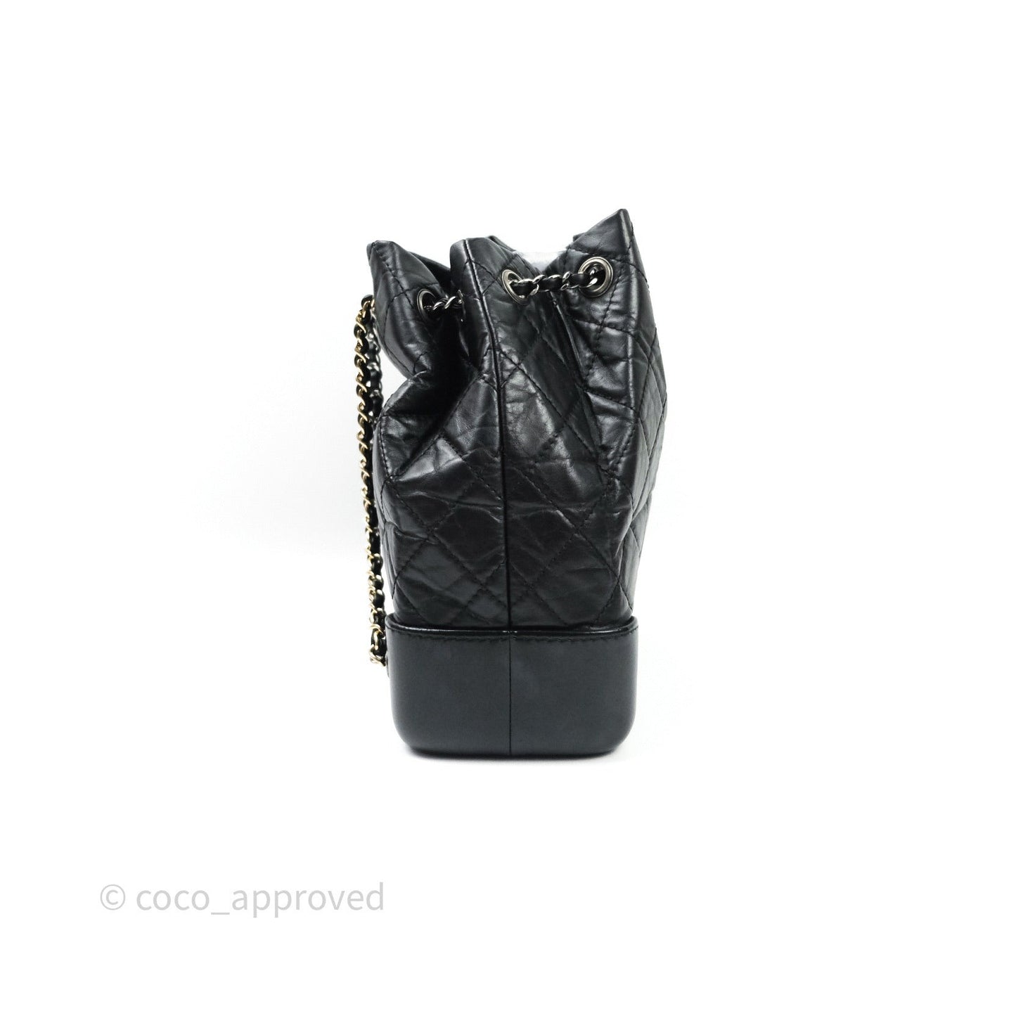 Chanel Gabrielle Backpack Black Aged Calfskin Small Navy Black