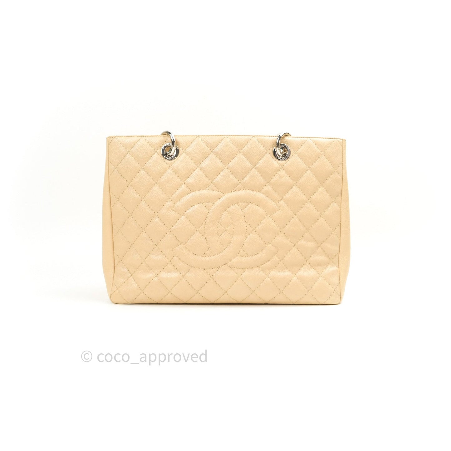 Chanel GST Beige Caviar Silver Hardware