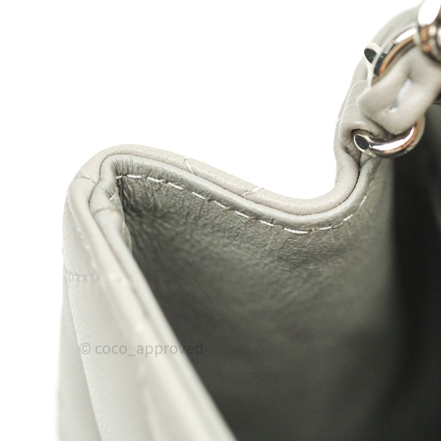 Chanel Mini Square Grey Lambskin Silver Hardware 19B