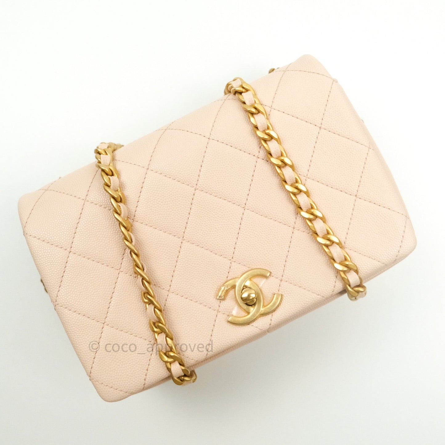 Chanel 2 Way Shoulder Bag Rose Pink Caviar Gold Hardware