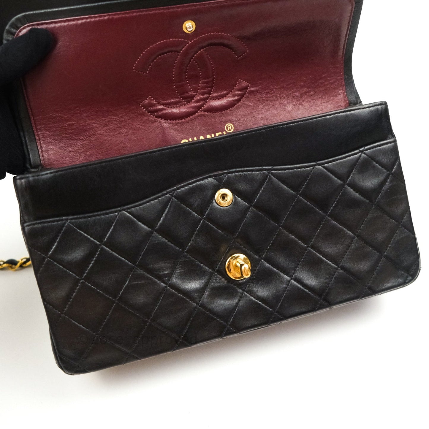 Chanel Classic Vintage Double Flap M/L Black Lambskin Gold Hardware