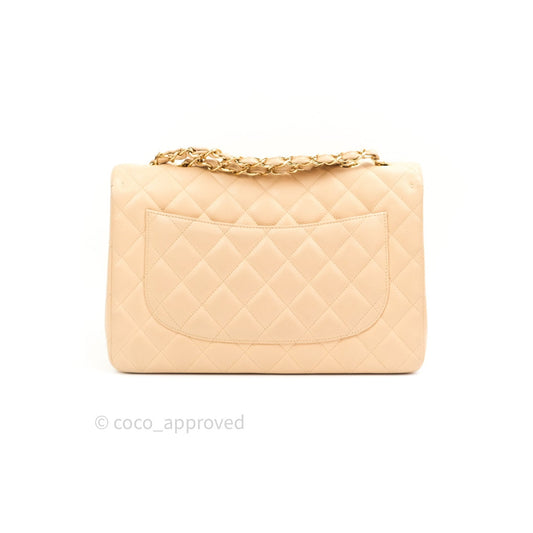 Chanel Classic Jumbo Single Flap Beige Caviar Gold Hardware⁣⁣