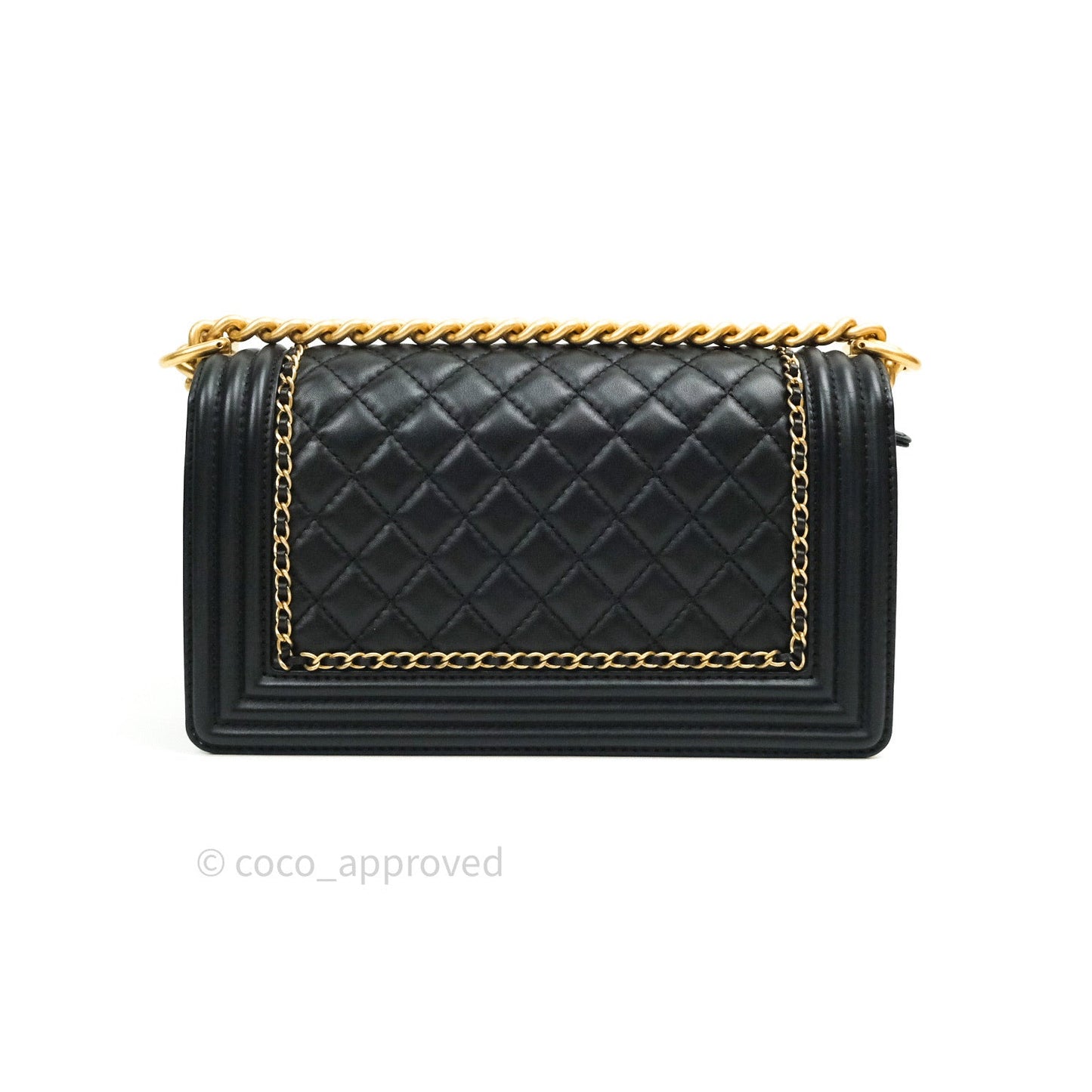 Chanel Boy Quilted Medium Black Calfskin Gold Hardware 20C
