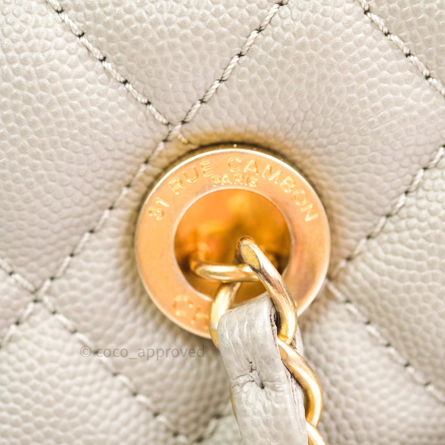 Chanel Quilted Medium Coco Handle Shopping Tote Grey Caviar Gold Hardware