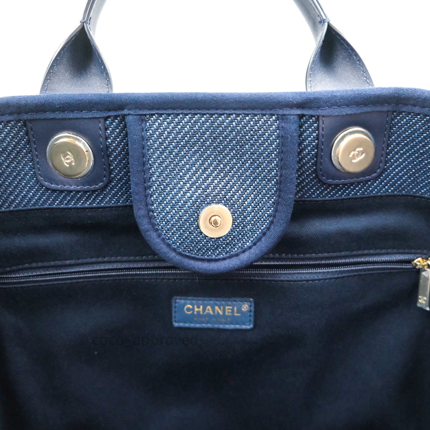Chanel Canvas Large Deauville Tote Navy Blue 20A