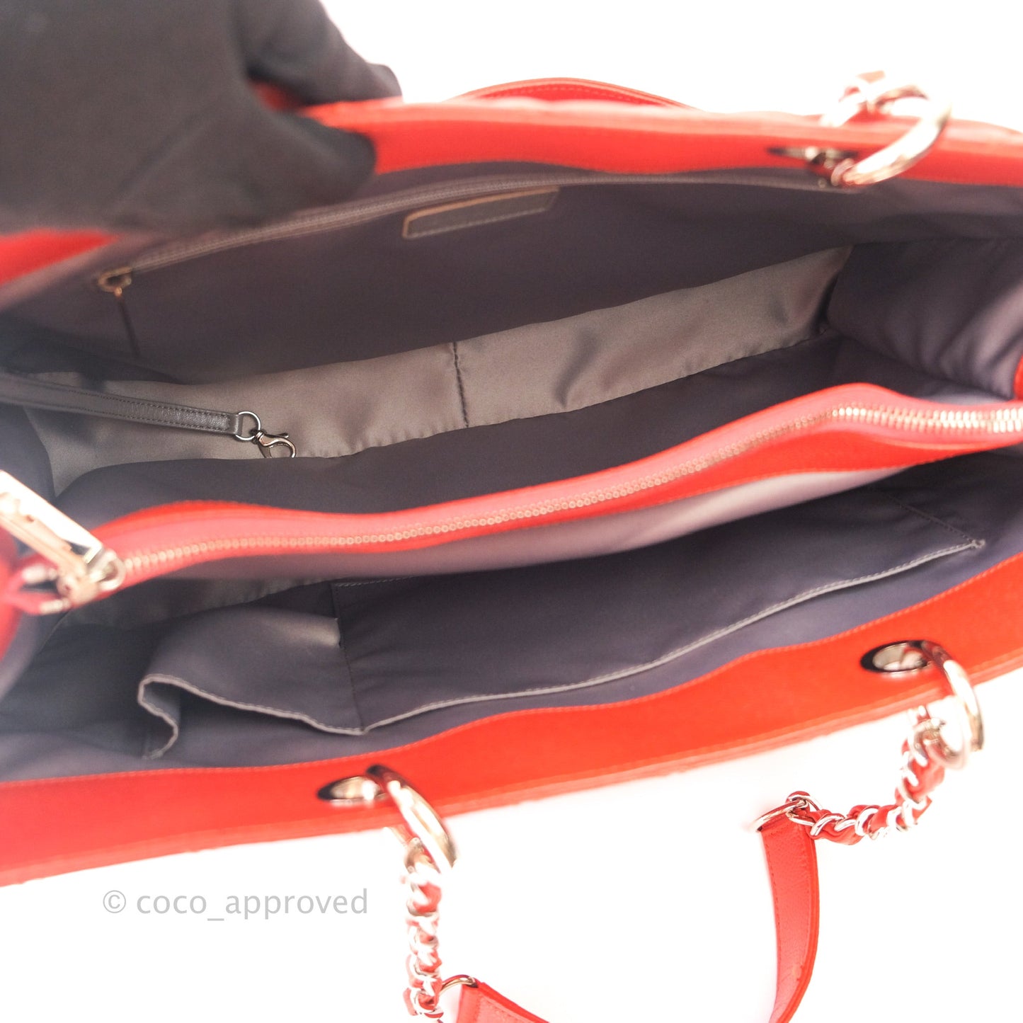 Chanel XL Grand Shopping Tote GST Red Caviar Silver Hardware