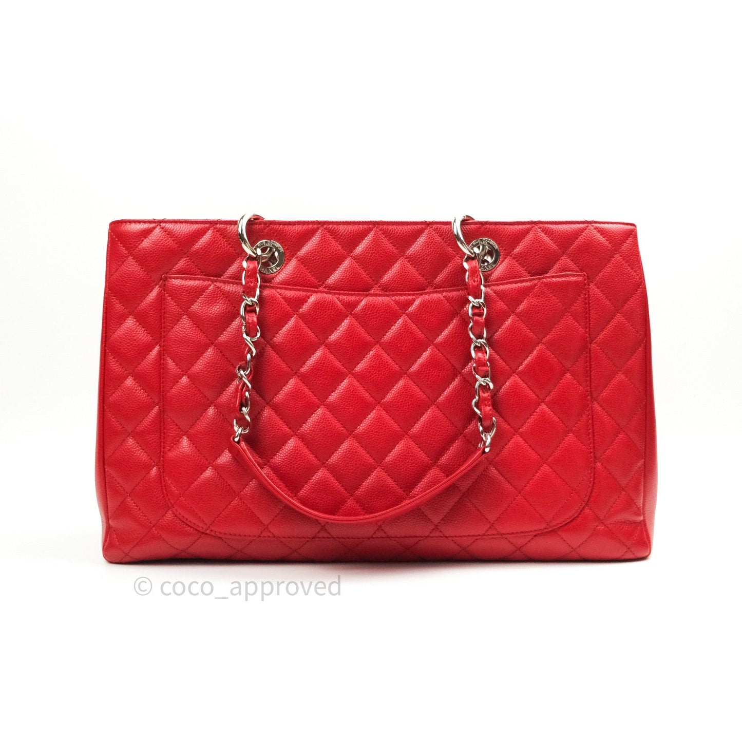 Chanel XL Grand Shopping Tote GST Red Caviar Silver Hardware