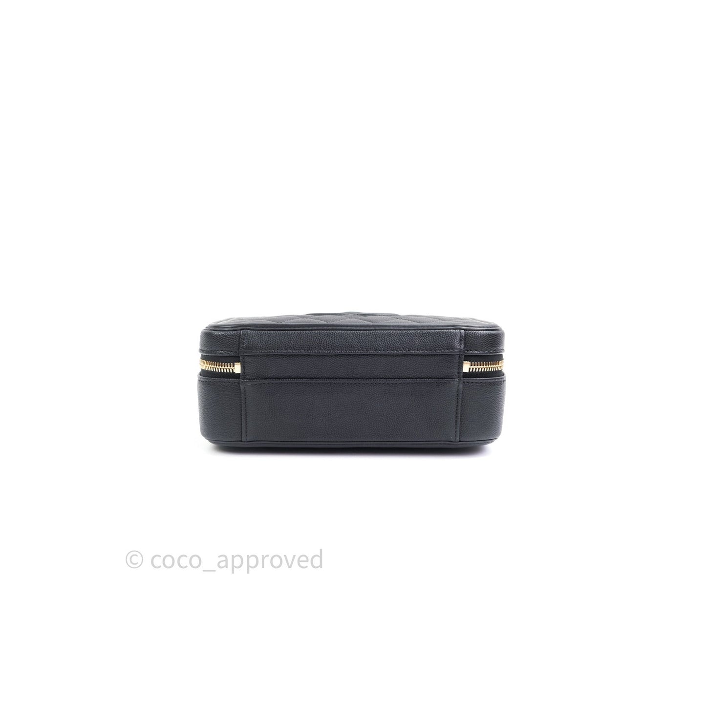 Chanel Quilted Medium CC Filigree Vanity Case Black Caviar Gold Hardware
