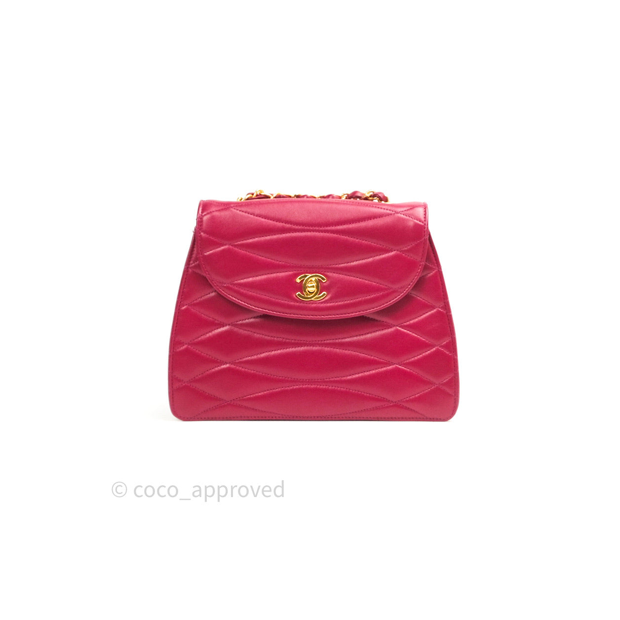 Chanel Vintage Dark Red Pink Lambskin 24K Gold Hardware