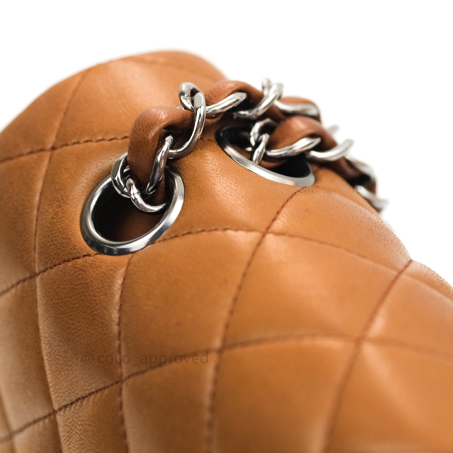 Chanel Classic M/L Brown Lambskin Silver Hardware