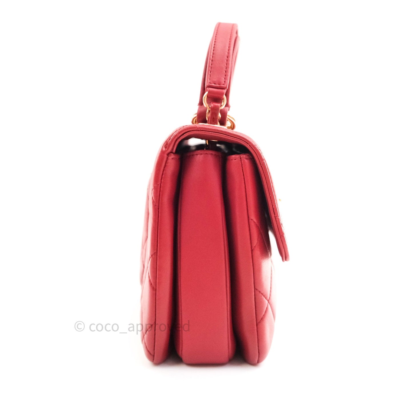 Chanel Quilted Small Trendy CC Flap Bag Red Lambskin Gold Hardware
