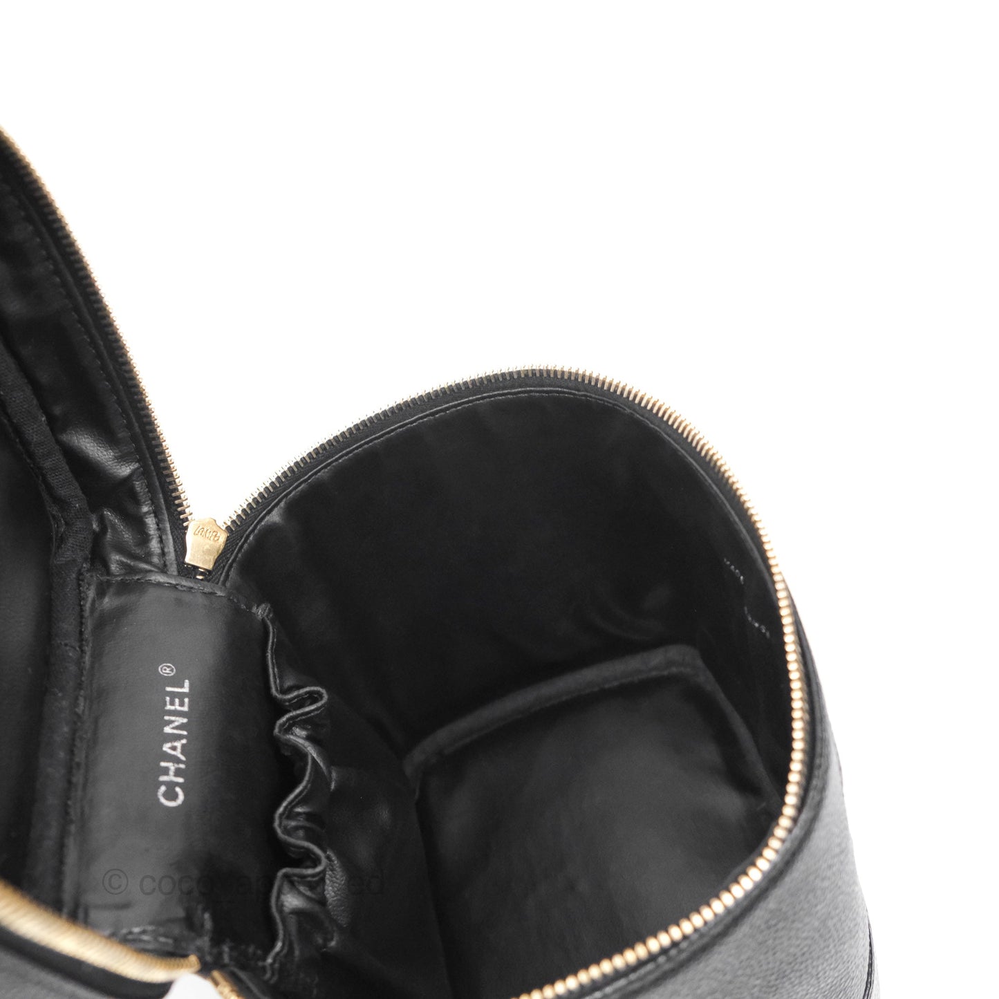 Chanel Vintage Vanity Case Black Caviar Gold Hardware